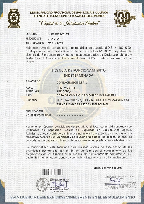 LICENCIA DE FUNCIONAMIENTO